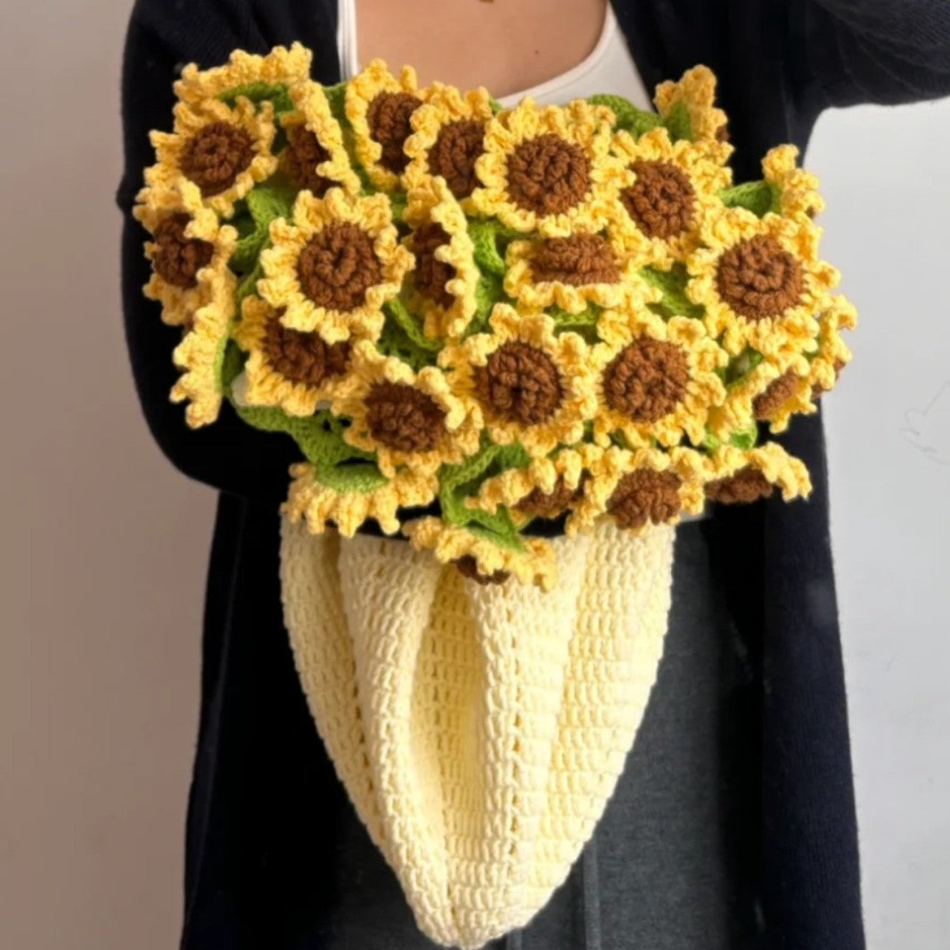 Hand-Crocheted Flower Bouquet - Sunflower