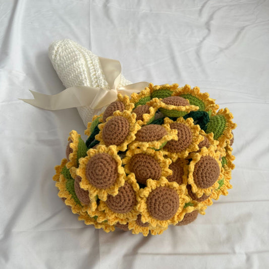 Hand-Crocheted Flower Bouquet - Sunflower