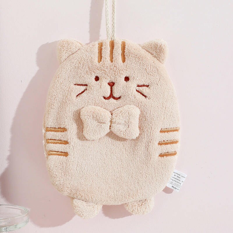 Cute Kitten Hand Towel - Beige