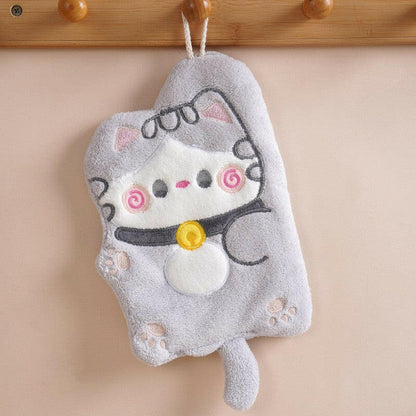 Lucky Cat Hand Towel - Gray