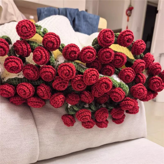Hand-Crocheted Flower Bouquet - Rose